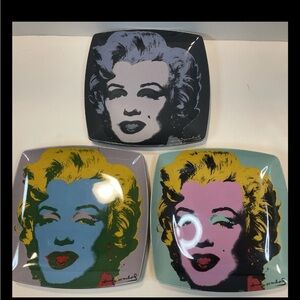 Read! Andy Warhol Square Melamine Marilyn Monroe Plates Set of 6 Square 8" Read!